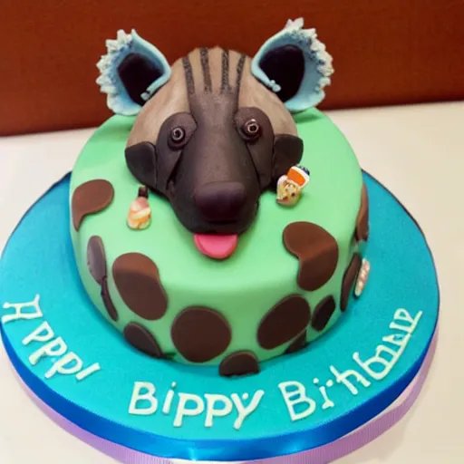 Image similar to birthday cake with hyena sitting on top