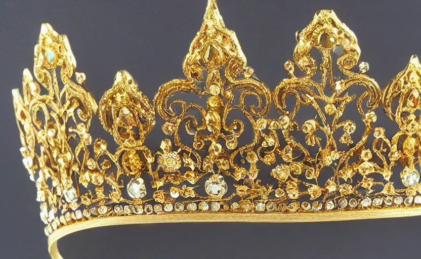 Image similar to ornate gothic gold tiara painting covered in jewels art deco