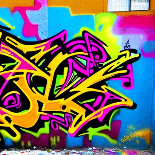 Prompt: graffiti, explosion of colored painting ,