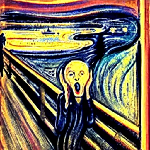 Image similar to the scream by Edward munch, opossum!!!! man