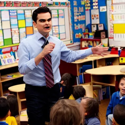 Image similar to Ben Shapiro debating a room of kindergartners