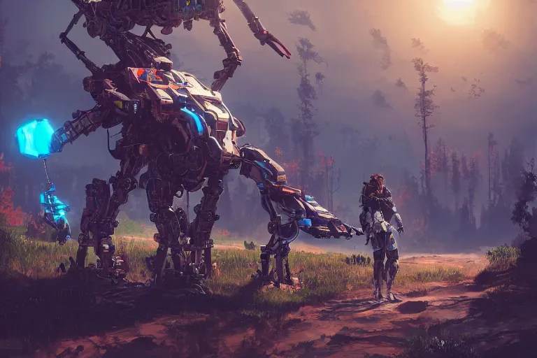 Image similar to stalker machine mecanical creature robot of horizon forbidden west horizon zero dawn bioluminiscence global illumination ray tracing hdr fanart arstation by ian pesty and alena aenami artworks in 4 k