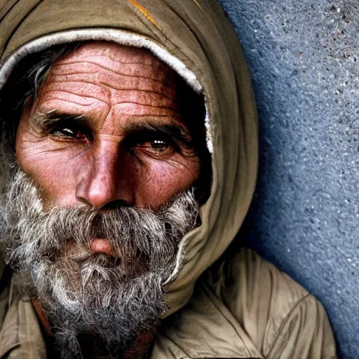 Prompt: portrait of a homeless billionaire, by Steve McCurry, clean, detailed, award winning