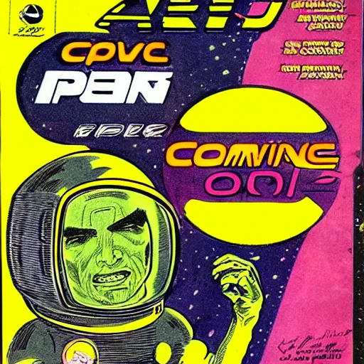 Image similar to alien racing drivers, space, comic, racers, retro, 70s, comic book