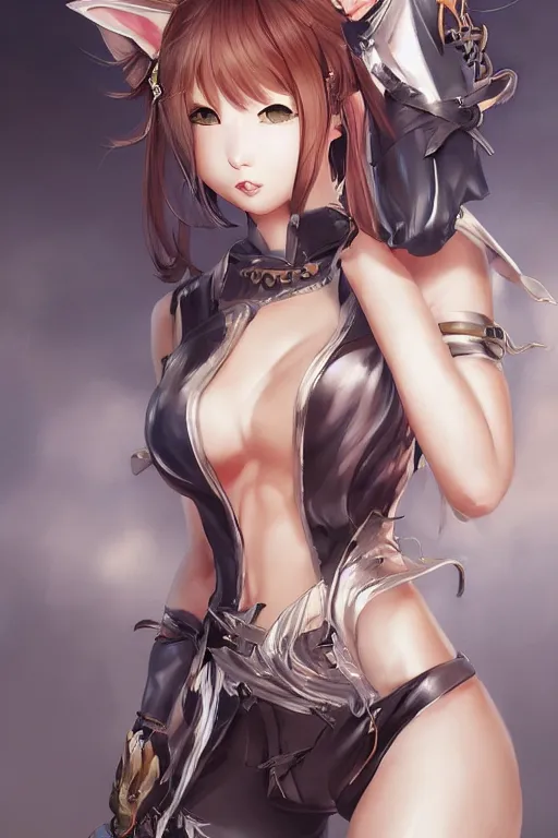 Image similar to cat girl in a blade and soul spinoff artbook rendered by the artist Nadezhda Tikhomirova, Jiyun Chae, Taran Fiddler, Lê Long, Joe Madureira, trending on Artstation by Hyung tae Kim, artbook, Stanley Artgerm Lau, WLOP, Rossdraws , James Gurney