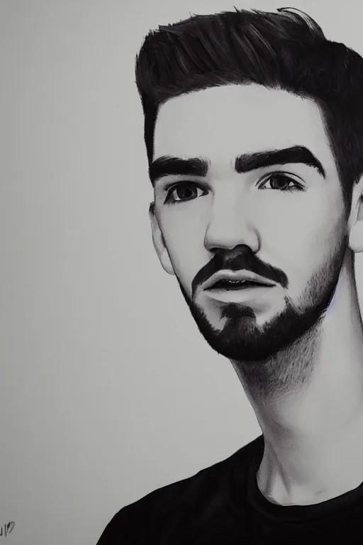 Image similar to Sean McLoughlin, Jacksepticeye, Irish Youtuber, solo portrait, gigachad, grayscale 🎨🖌️