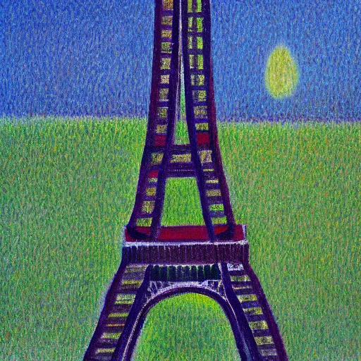 Image similar to the eiffel tower painting by Georges Seurat, 8k