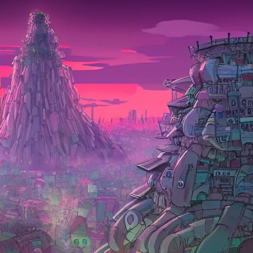 Image similar to future city covered by forest creature, flying, culture, smooth, howl's moving castle, by studio ghibli, 4 k