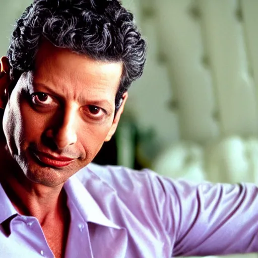 Image similar to jeff goldblum is seductive ian malcom on the cover of a romance novel