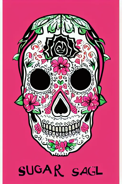 Prompt: Illustration of a sugar skull day of the dead girl, art by Hiroshi Nagai