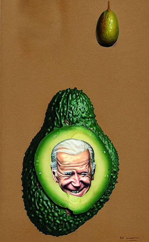 Prompt: joe biden as a avocado painting by chiara bautista, beksinski and norman rockwell and greg rutkowski weta studio, and lucasfilm