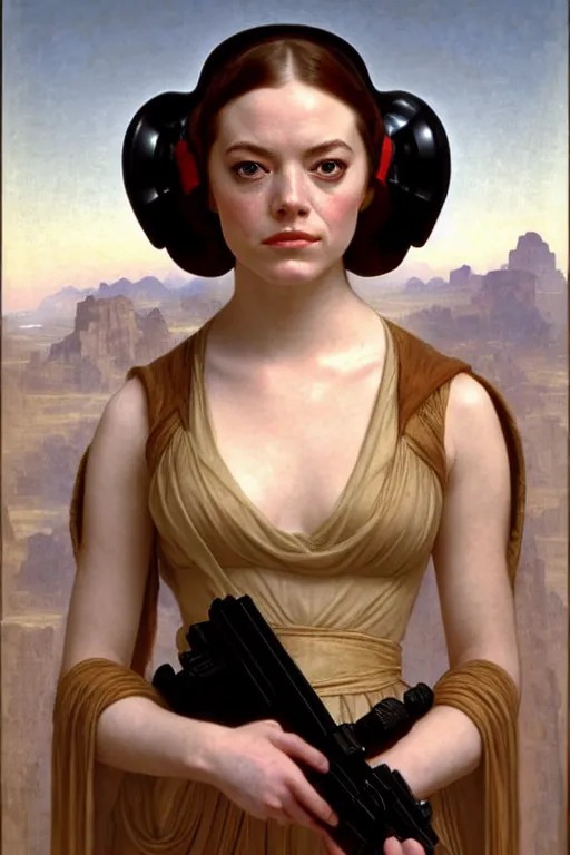 Prompt: emma stone as princess leia in star wars, by william bouguereau