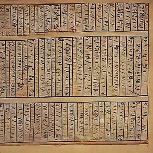 Image similar to papyrus scroll from 6 5 0 bc showing a list of ancient emojis, realistic, clear, detailed, worn w 1 0 2 4 h 4 4 8