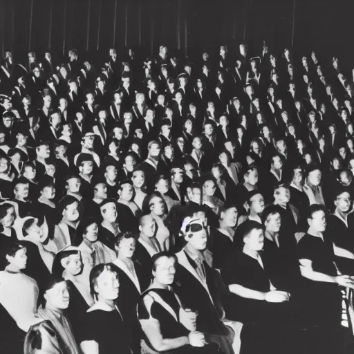 Image similar to Photo of crowd at 1944 opera shows one person who clearly doesn't belong