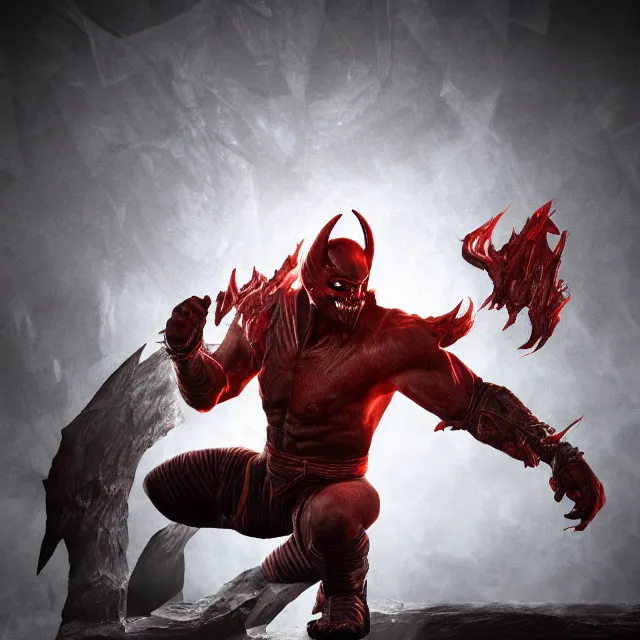 Image similar to the devil in mortal kombat, videogame 3d render, 4k, artstation