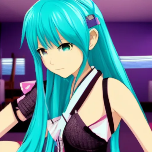 Image similar to Hatsune Miku in the backrooms