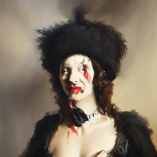 Prompt: oil painting portrait of (vampire) by hyacinthe rigaud, (Greg rutkowski) highly detailed