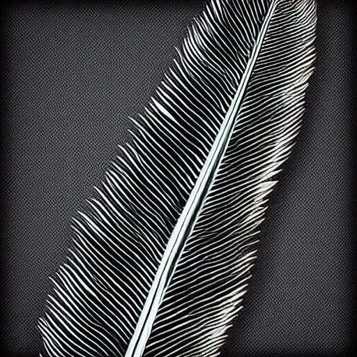 Image similar to feather, black background, the feather is 3 d and very colorful, backlit