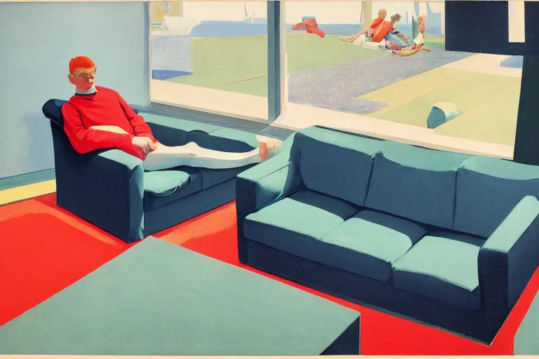 Image similar to Couch Surfing by David Hockney, Andy Shaw, Edward Hopper, 1965, exhibition catalog