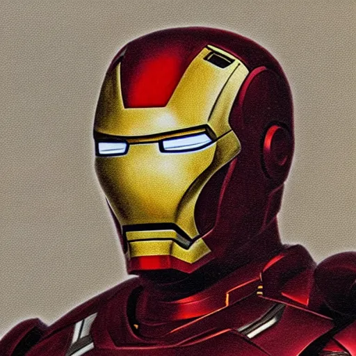 Image similar to Iron Man painted by Leonardo da Vinci 4k detail