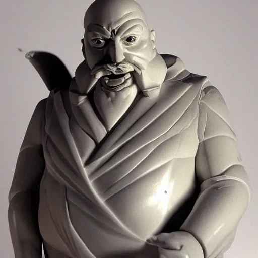 Image similar to epic marble statue of dr robotnik, photo, chiaroscuro