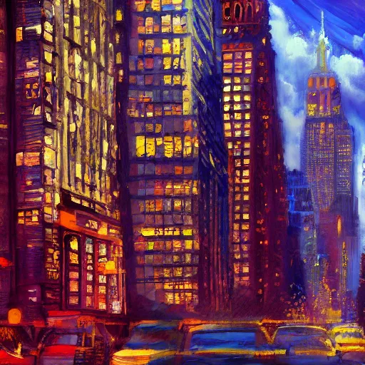 Image similar to monkeys take manhattan, dramatic painting, trending on artstation, 4 k, concept art