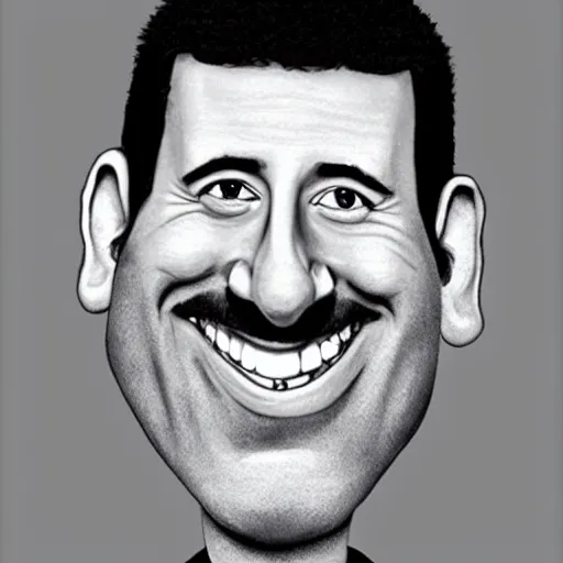 Prompt: a lifelike accurate caricature drawing of adam sandler