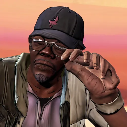 Image similar to samuel l. jackson walking dead telltale, jules, telltale games style, symmetric!!, 4 k full hd,