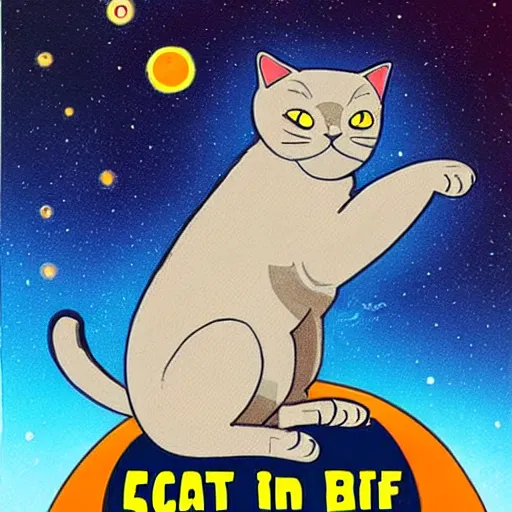 Image similar to ( very giant ) sci - fi cat!, in space ( about to eat the earth )