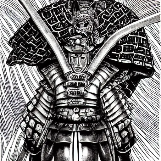 Prompt: Samurai by Kentaro Miura, psychedelic