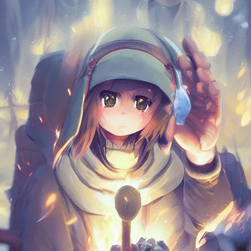 Prompt: yuru camp anime campfire hyperdetailed blue eyes, trending on artstation, cinematic lighting, highly realistically detailed, trending on pixiv , Unreal Engine 4k, detailed faces, manga cover, official anime key visual by greg rutkowski