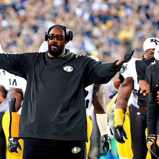 Prompt: Coach Tomlin leading a revolutionary army that will conquer the world