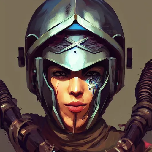 Image similar to cyberpunk viking helmet mask warrior goddess robot ninja fantasy, art gta 5 cover, official fanart behance hd artstation by jesper ejsing, by rhads, makoto shinkai and lois van baarle, ilya kuvshinov, ossdraws