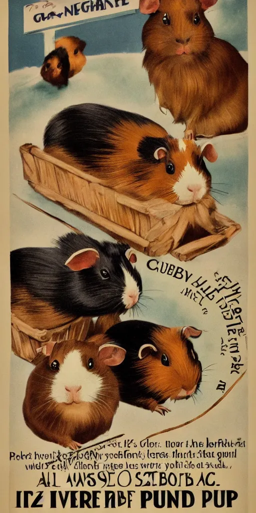 Image similar to a 1 9 2 0 s poster advertising guinea pigs