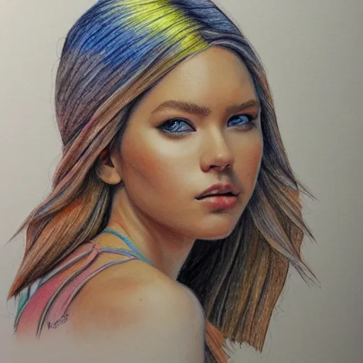 Colored pencil art on paper, highly detailed