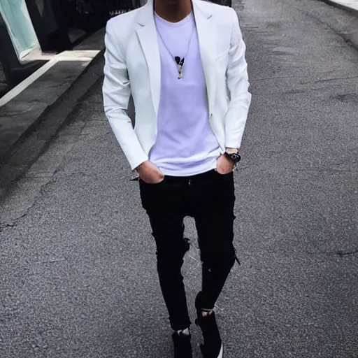 Black blazer with white discount t shirt and black jeans