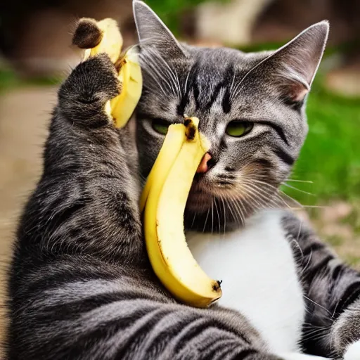 Image similar to cat eating banana