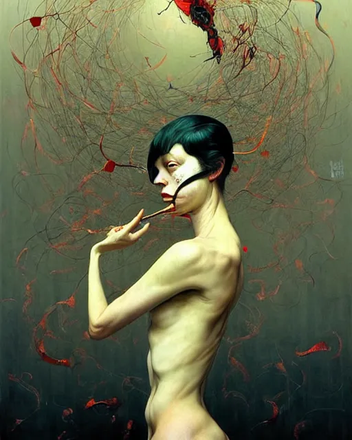 Image similar to centrally planned economies are upended by out of control population. their escape valve is eugenics. in he style of adrian ghenie, esao andrews, jenny saville, ( ( ( edward hopper ) ) ), surrealism, dark art by james jean, takato yamamoto