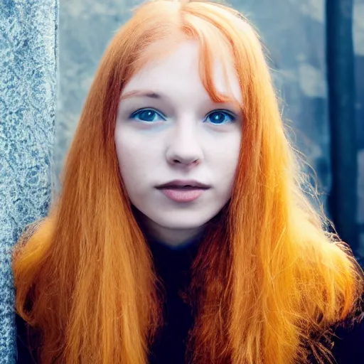 Prompt: a beautiful young woman with strawberry blonde hair