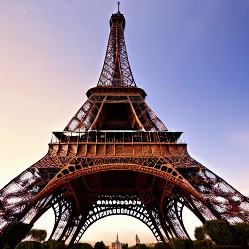 Image similar to eiffel tower constructed out of white marble, beautiful, stunning, coherent, landscape photo, realistic