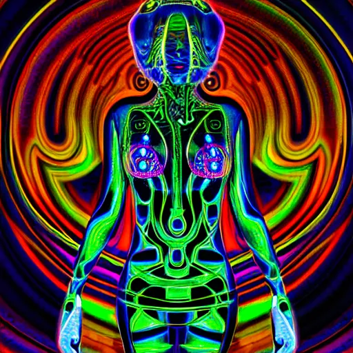 Prompt: psychedelic organic cyborg by scott davidson