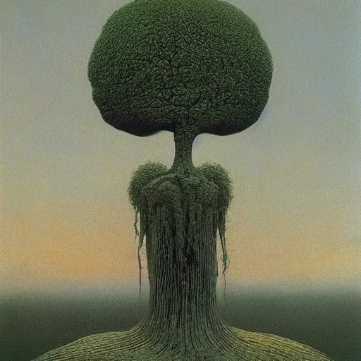 Prompt: elephant tree hybrid by beksinski, magritte surrealism