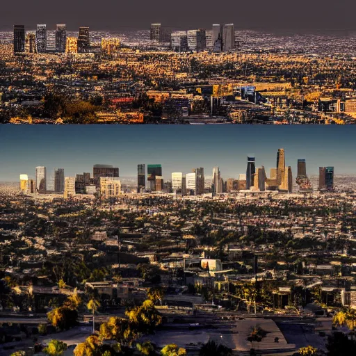 Image similar to Alternate universe Los Angeles, hyper realistic, 4k