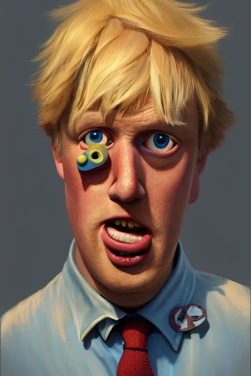 Image similar to Boris Johnson as Woody from Toy Story, Boris Johnson hairstyle, realistic portrait, symmetrical, highly detailed, digital painting, artstation, concept art, smooth, sharp focus, illustration, cinematic lighting, art by artgerm and greg rutkowski and alphonse mucha