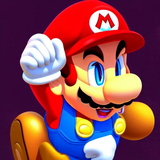 Image similar to super mario in the style of sakimichan, painted anime, intricate detail, ornate, 8 k