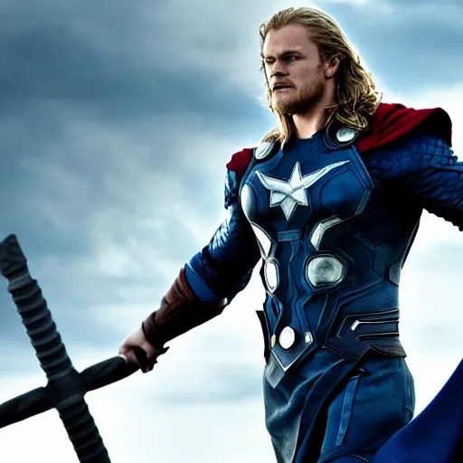 Image similar to Sam heughan as Thor, captain america and Superman epic cinematic shoot hd