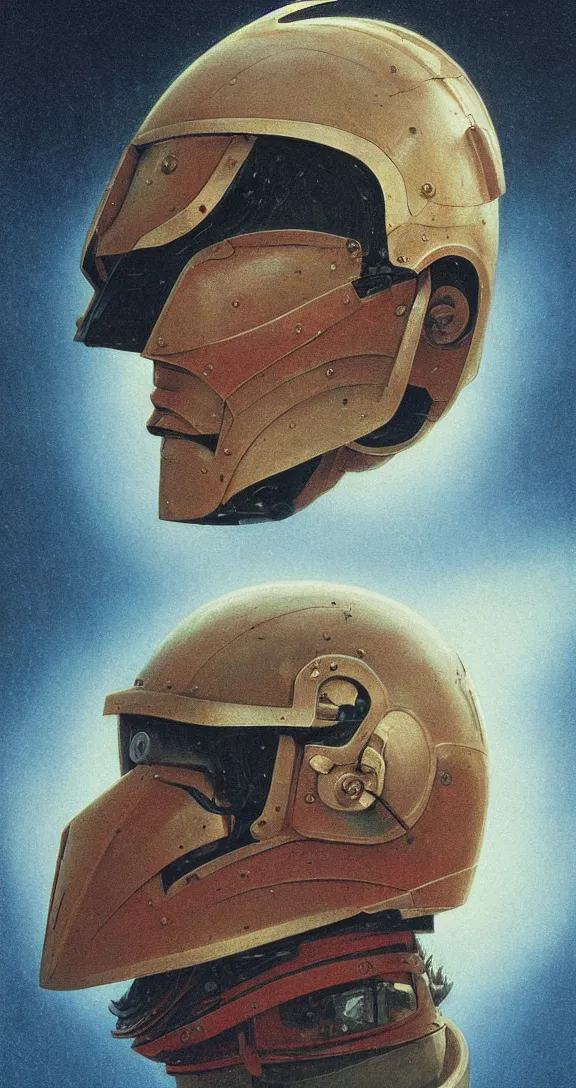 Image similar to beautiful extreme closeup portrait photo in style of frontiers in helmet Helmets of Emperor Charles V the Wise science fashion magazine September retrofuturism edition, highly detailed, soft lighting, elegant , lighting, 85mm , Edward Hopper and James Gilleard, Zdzislaw Beksinski, Wayne Barlowe , Steven Outram, highly detailed