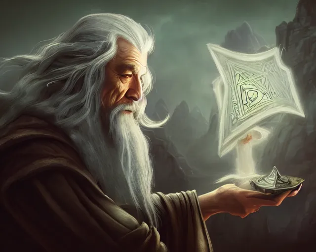 Image similar to photography of gandalf, deep focus, d & d, fantasy, intricate, elegant, highly detailed, digital painting, artstation, concept art, matte, sharp focus, illustration, hearthstone,