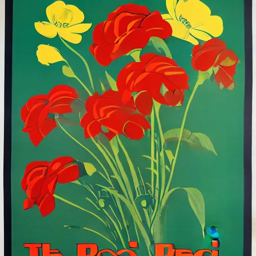 Image similar to soviet propaganda poster of phrase'tend to the flowers ', socialist realism