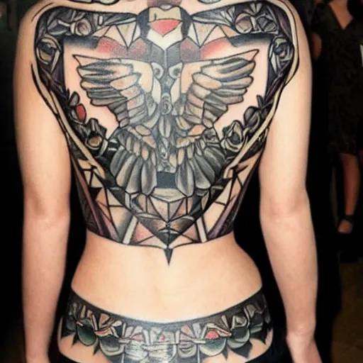 Image similar to emma watson full body tattoo, dope tattoo, hyperrealistic